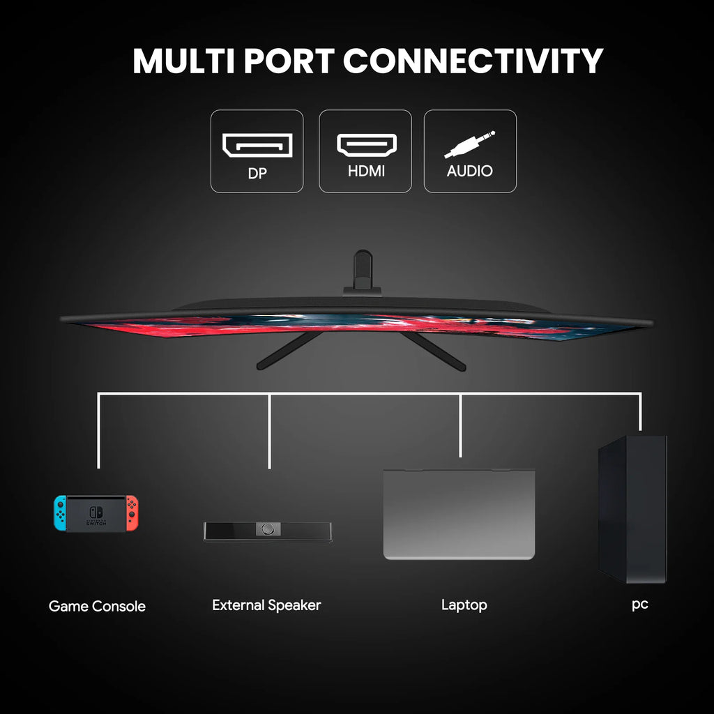 24" Gaming Monitor, IPS Panel, 200Hz/Fhd 1080P Frameless Computer Monitor,Built-In Speakers, 120% Srgb, Freesync, Black