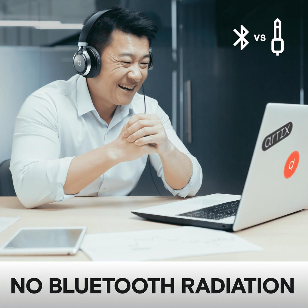 CL750 Wired Headphones with Mic & Volume Control — Noise Isolating On-Ear Headphones for Computer and Laptop Wired, Plug in Corded Headphone over Ear with Wire (Foldable, Aux Jack 3.5Mm)